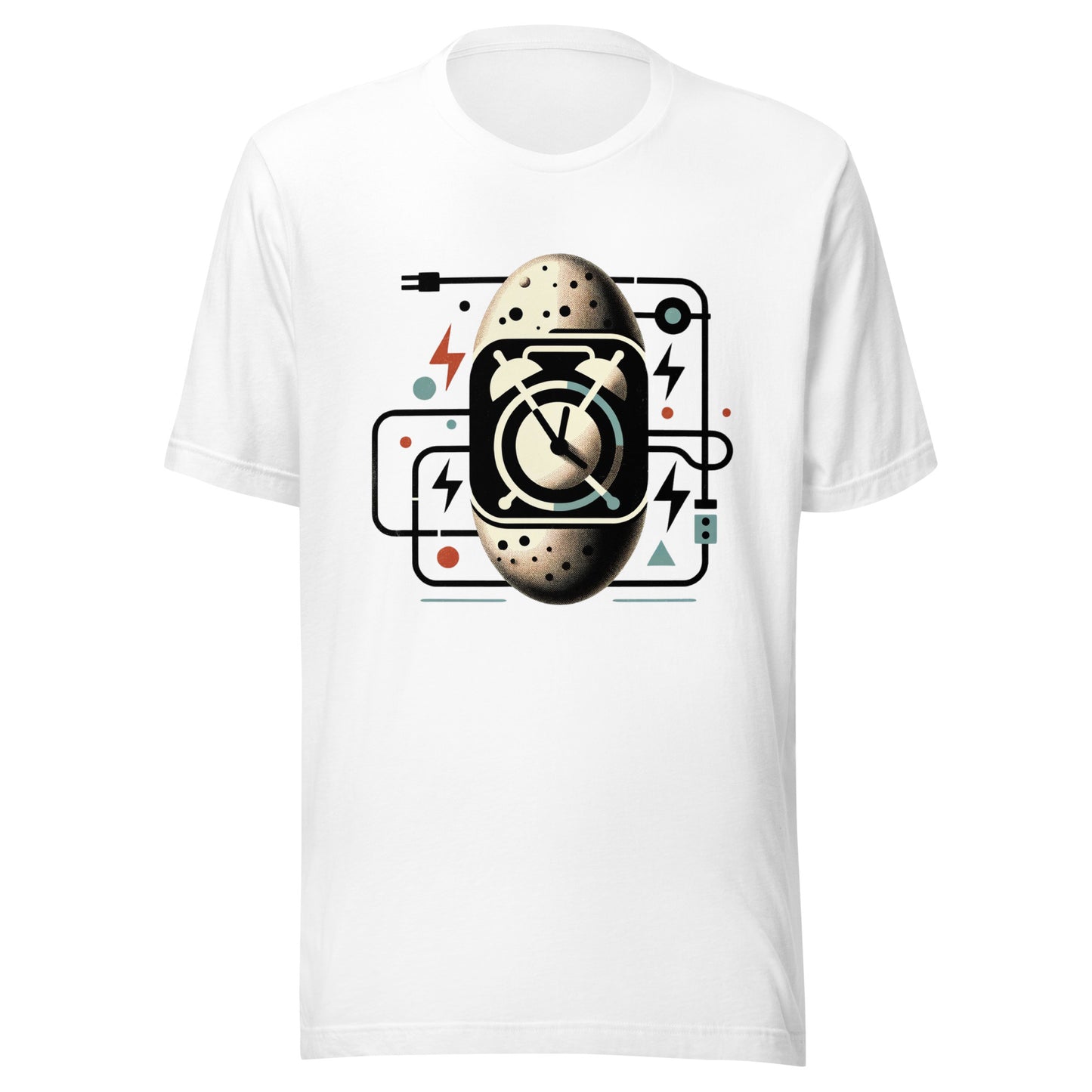 Retro Potato Clock Design - Mid-Century Modern Art with Vintage Electric Symbols