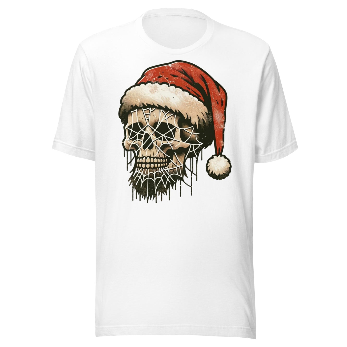 Halloween Leftovers: Christmas Skull with Vintage Santa Hat for a Spooky Holiday Vibe Unisex t-shirt