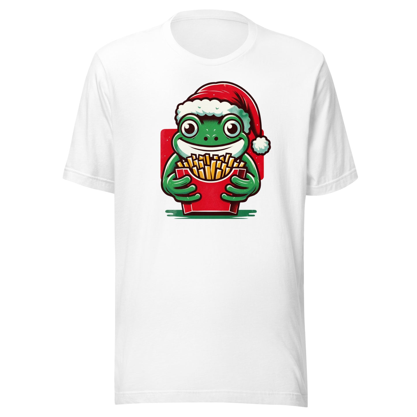 Christmas Cheer with a Side of Fries: A Jolly Frog's Festive Feast Unisex t-shirt