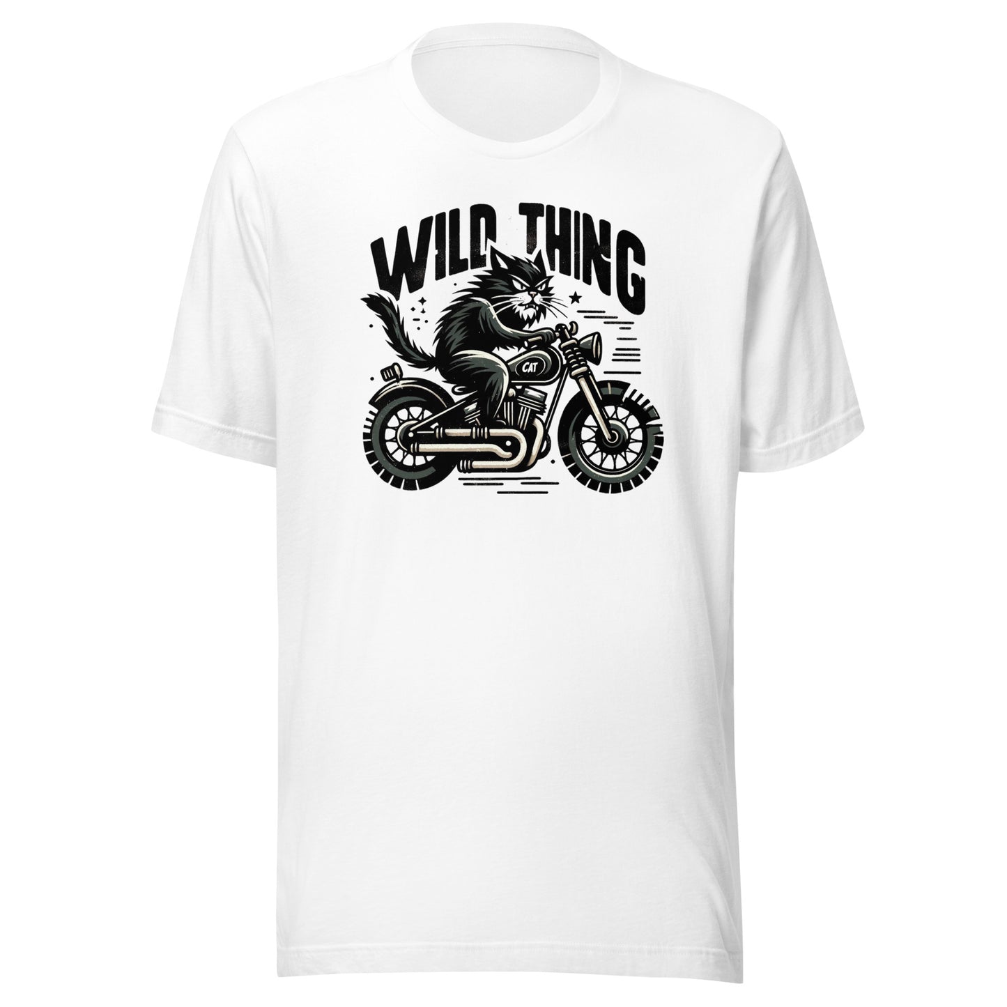Wild Thing Cat on Motorcycle Unisex t-shirt