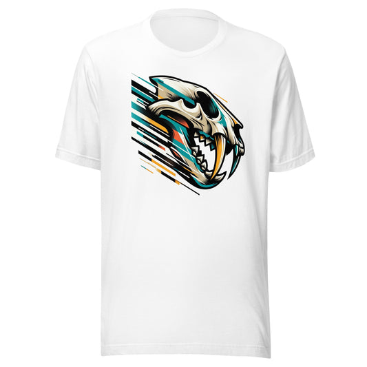 Sabertooth Skull Action Graphic Unisex t-shirt