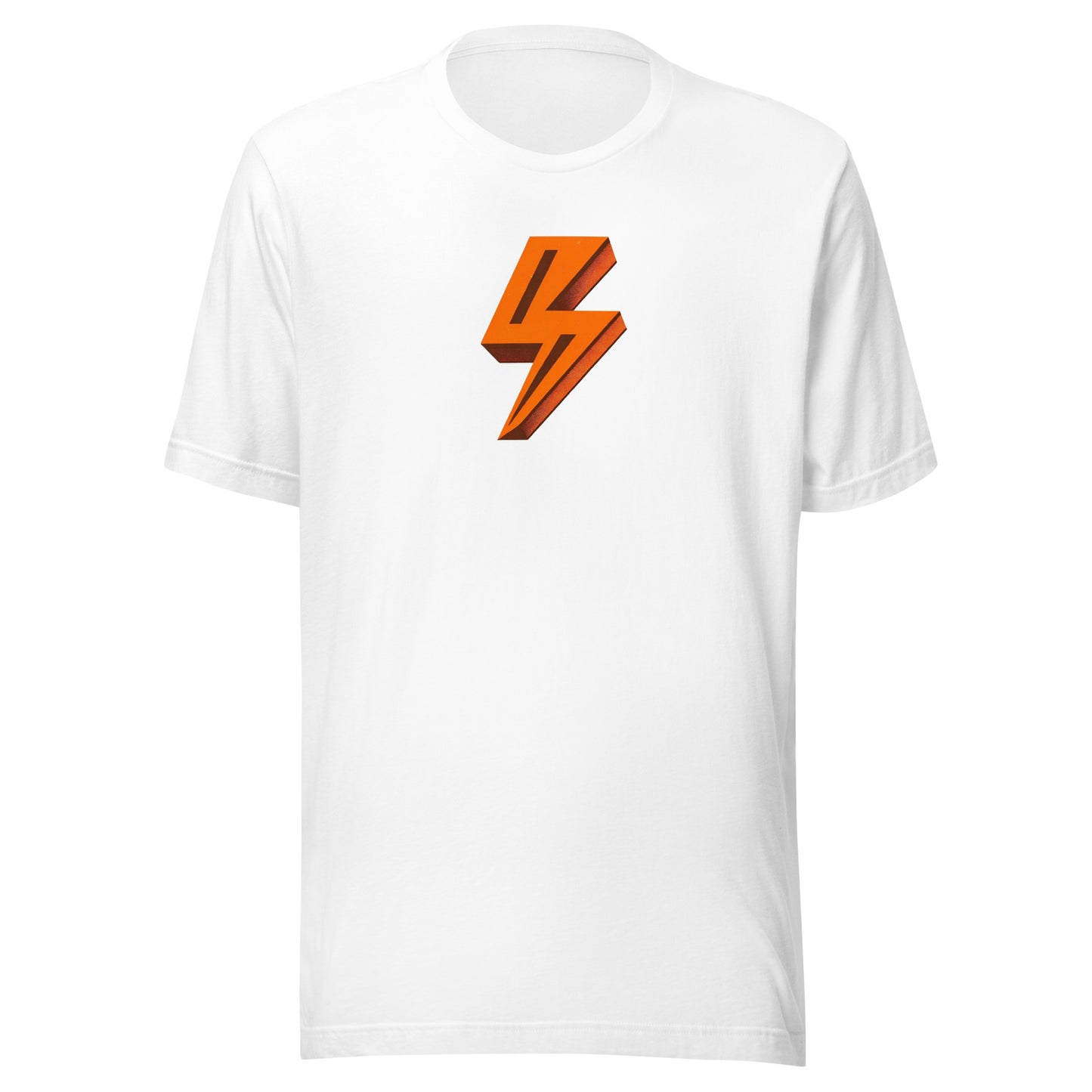 Bold Orange Lightning Bolt Distressed Graphic Tee - Unisex
