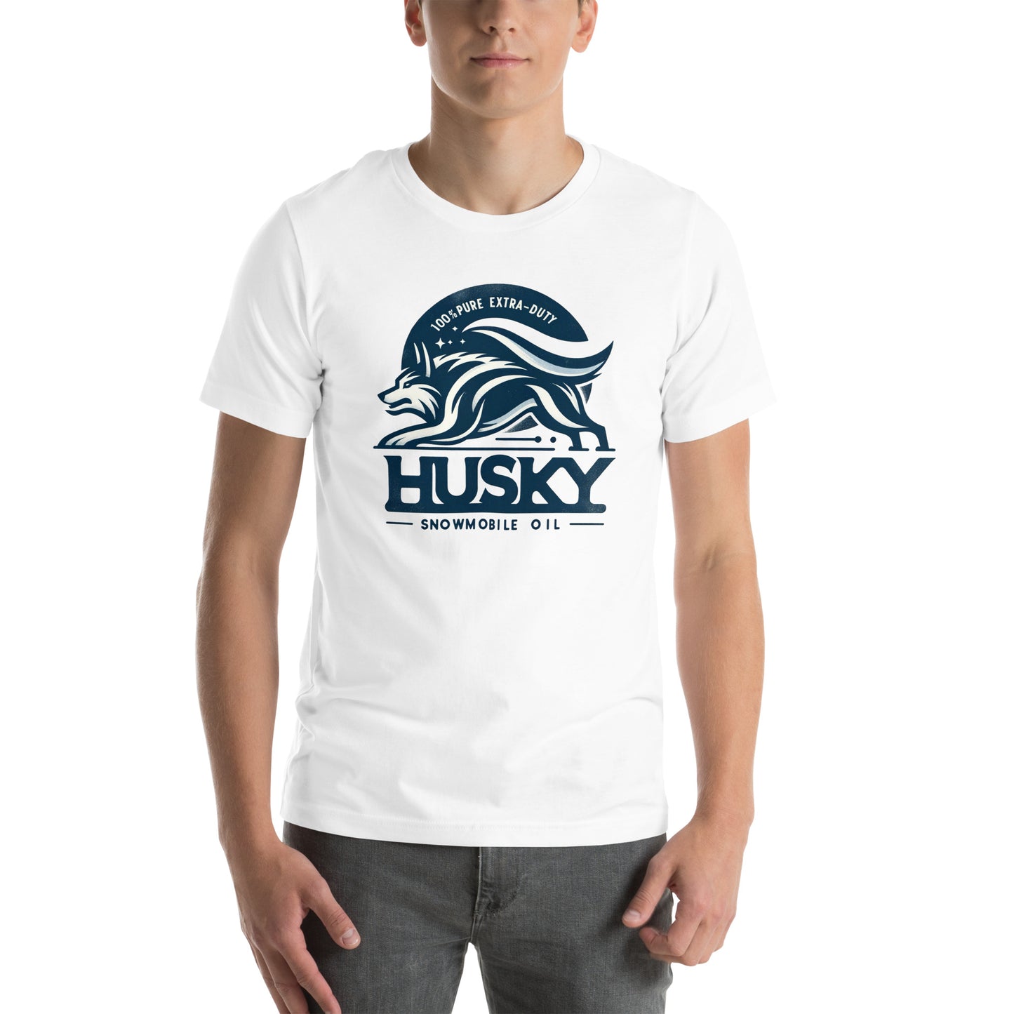 Husky Snowmobile Oil Graphic Unisex t-shirt