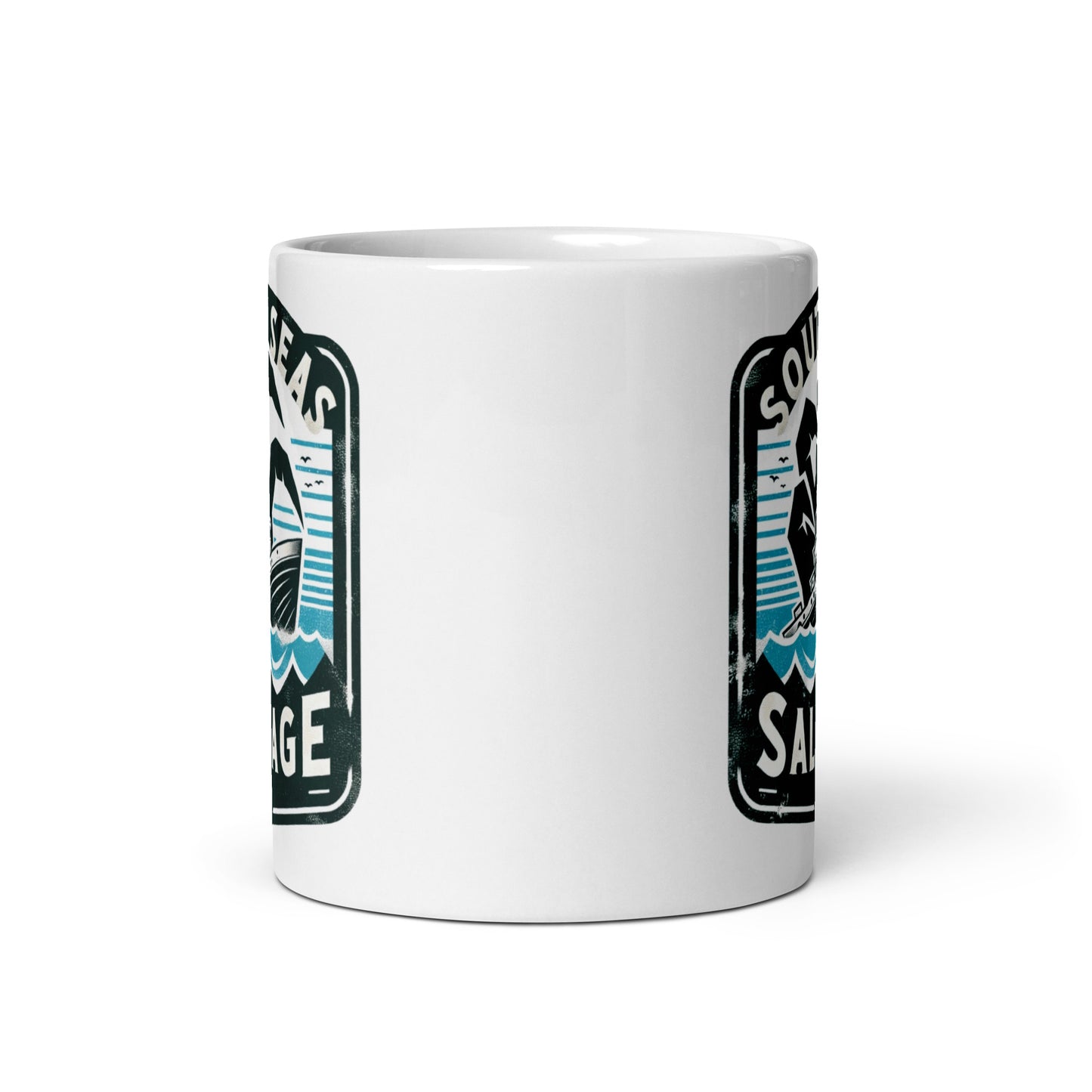 South Seas Salvage Company Surviving Monster Attacks Since 1954 White glossy mug
