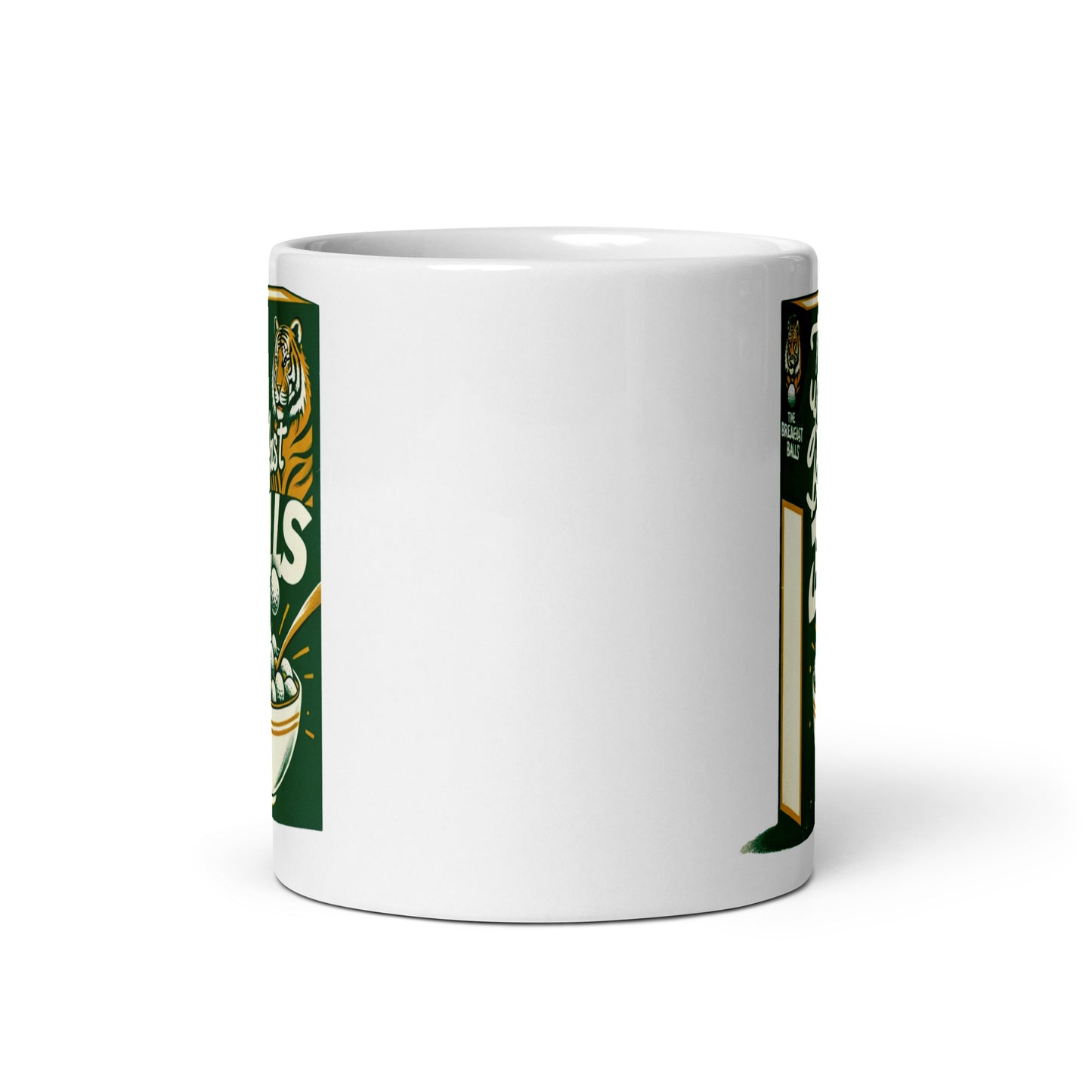 Take Your Breakfast Balls Golf Balls Tiger White glossy mug