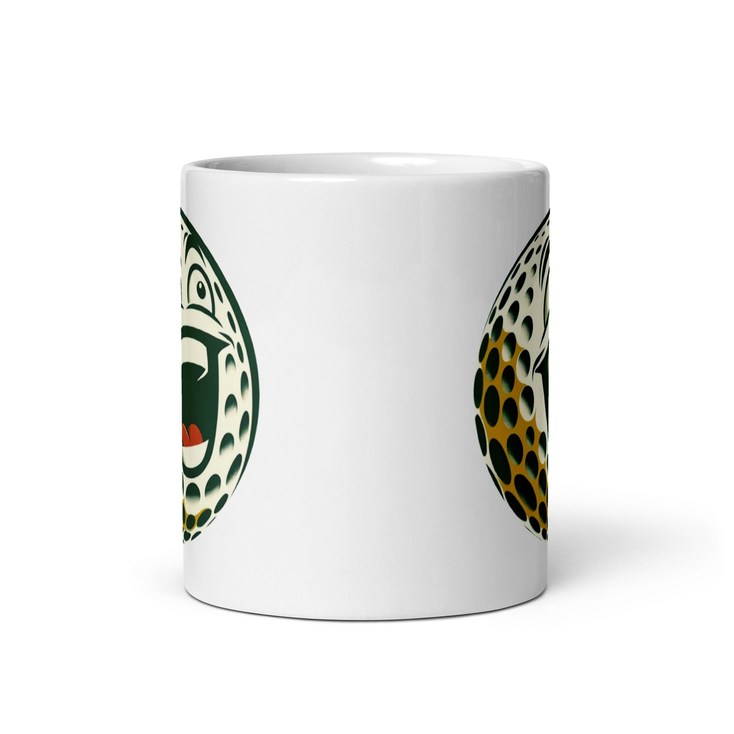 Overly Enthusiastic Golf Ball White glossy mug