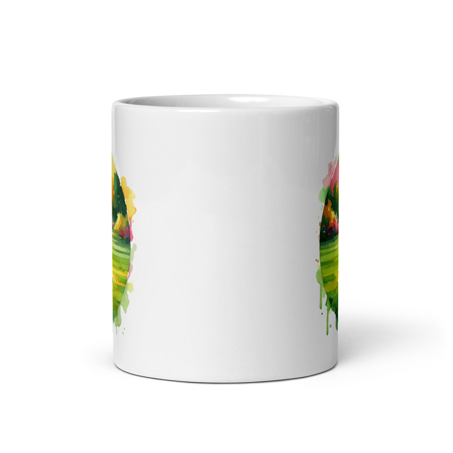 On the Brink - Final Putt Watercolors Golf Scene White glossy mug