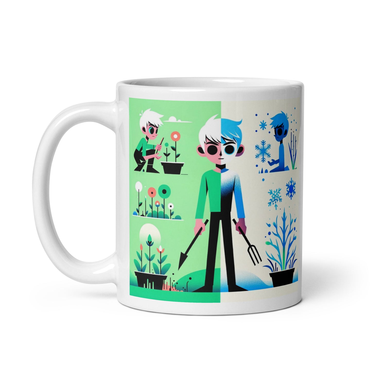 Jack Frost's Winter Garden: Cultivating Christmas Joy with Magical Plants White glossy mug