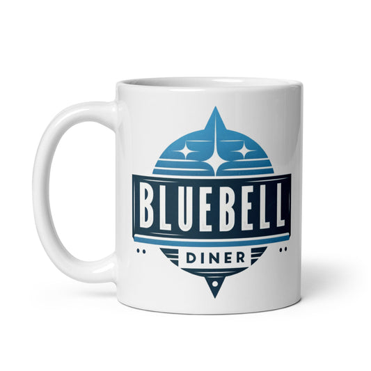 Bluebell Diner 50s Retro MCM Era White glossy mug