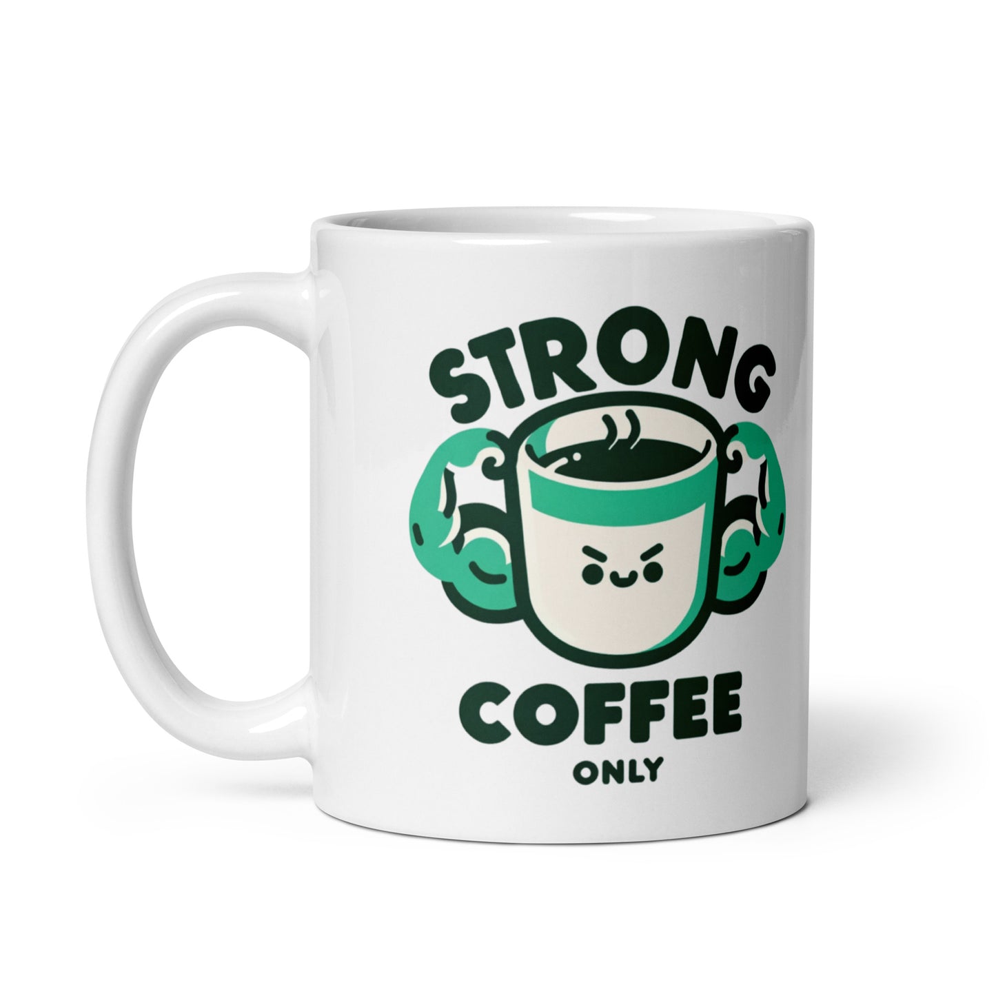 Strong Coffee Only: Mr. Buff Cup – White glossy mug