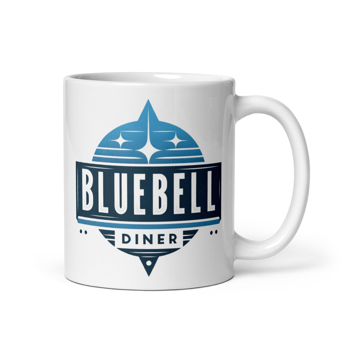 Bluebell Diner 50s Retro MCM Era White glossy mug