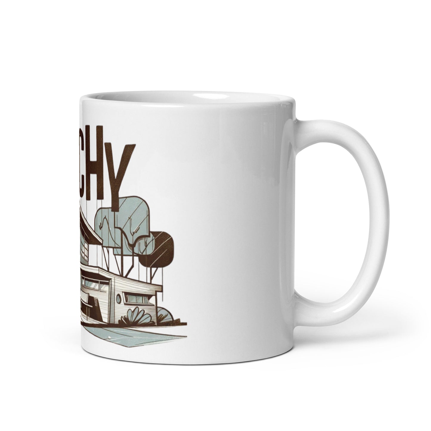 Sketchy House White glossy mug