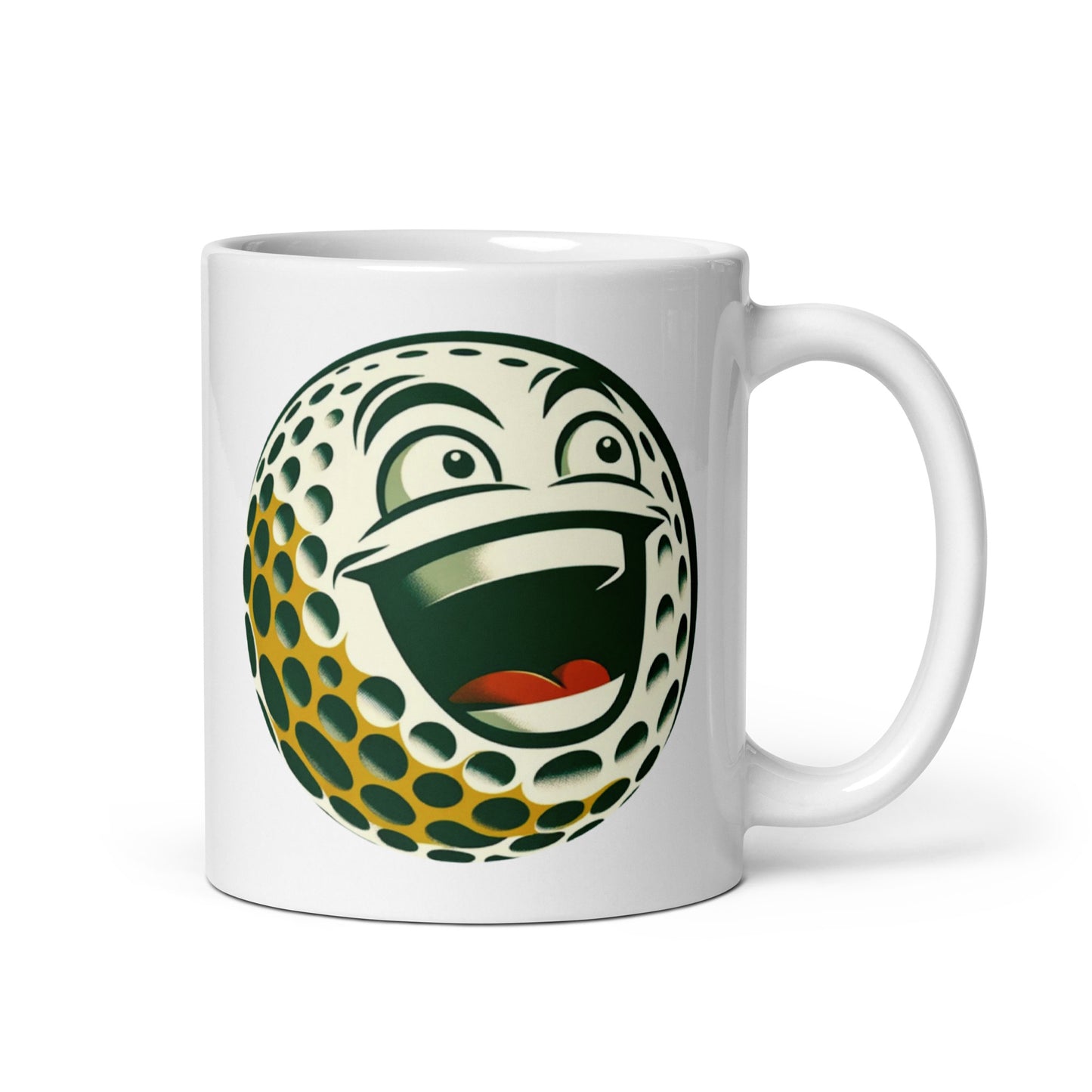 Overly Enthusiastic Golf Ball White glossy mug