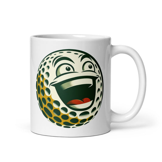 Overly Enthusiastic Golf Ball White glossy mug