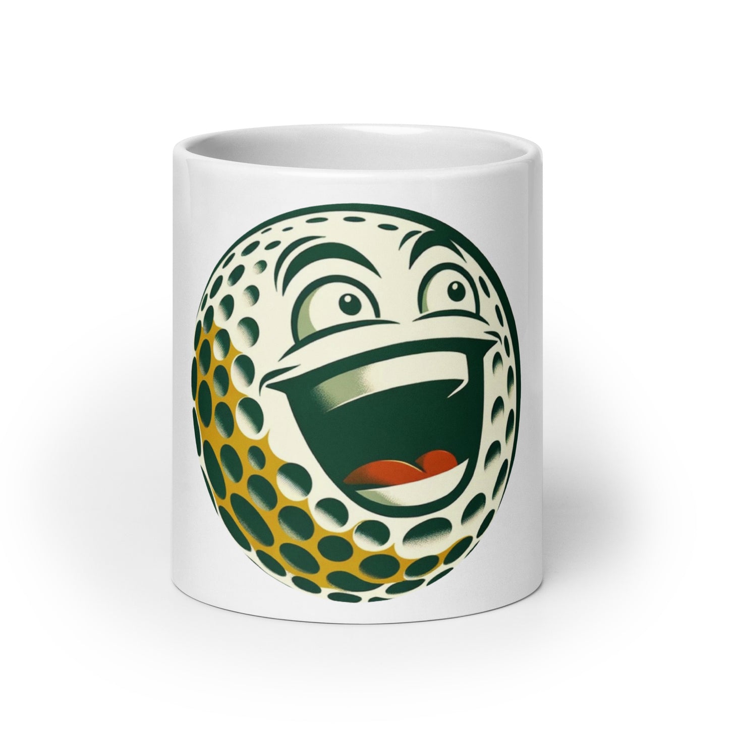 Overly Enthusiastic Golf Ball White glossy mug