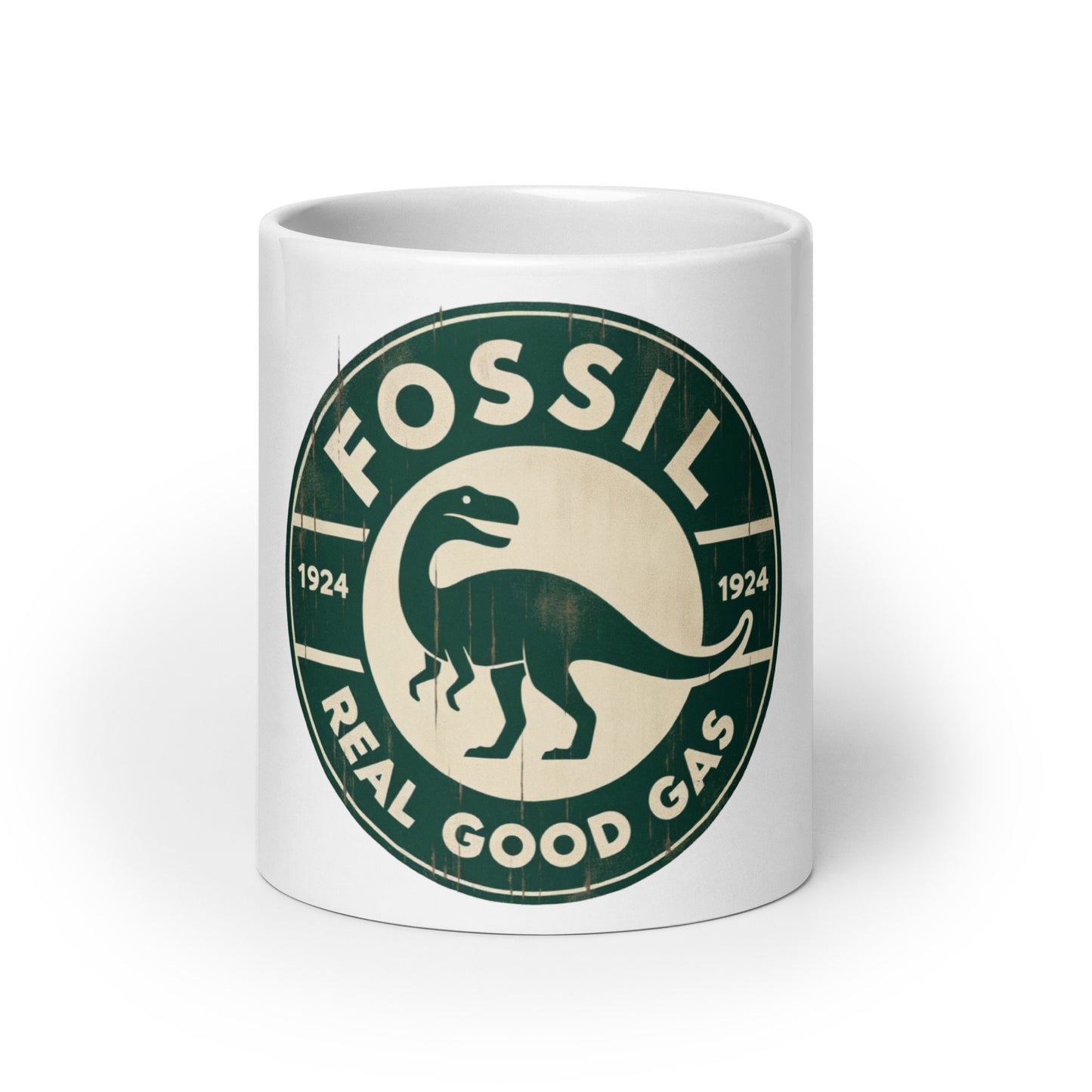 Fossil - Real Good Gas Dinosaur White glossy mug