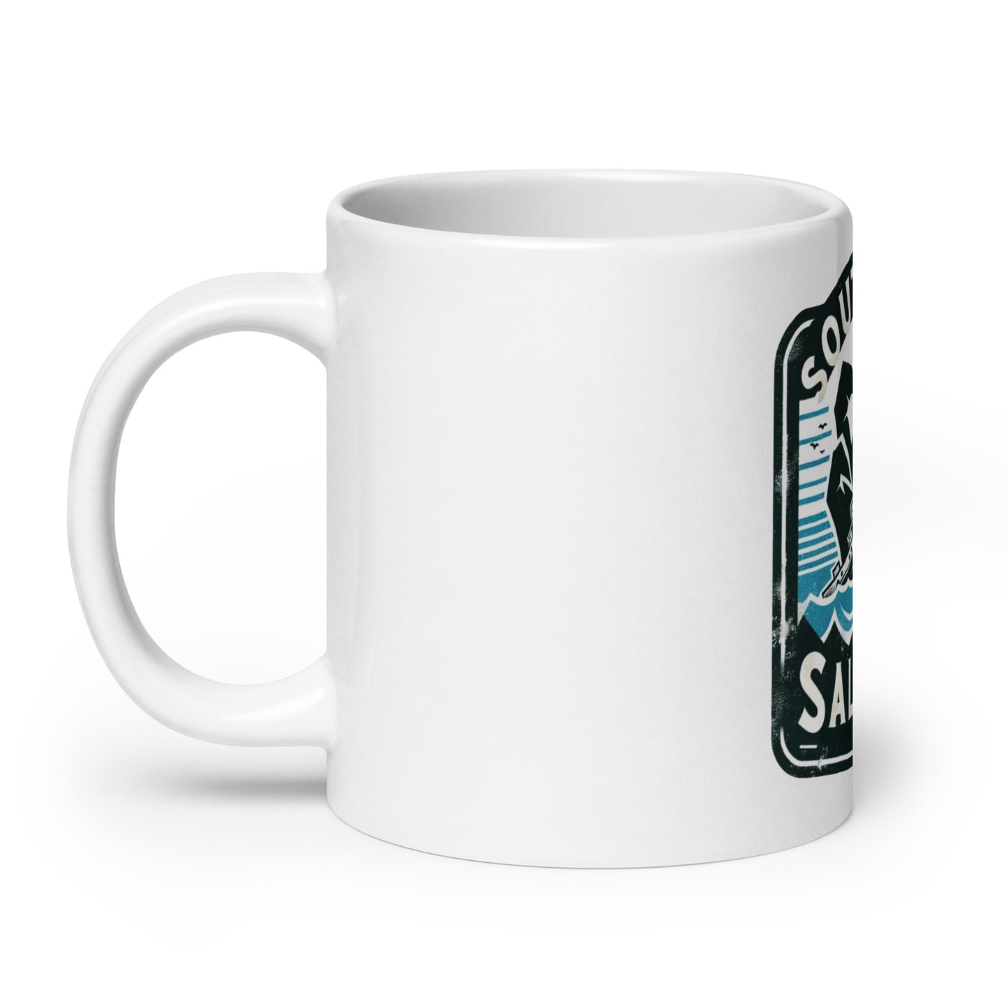 South Seas Salvage Company Surviving Monster Attacks Since 1954 White glossy mug