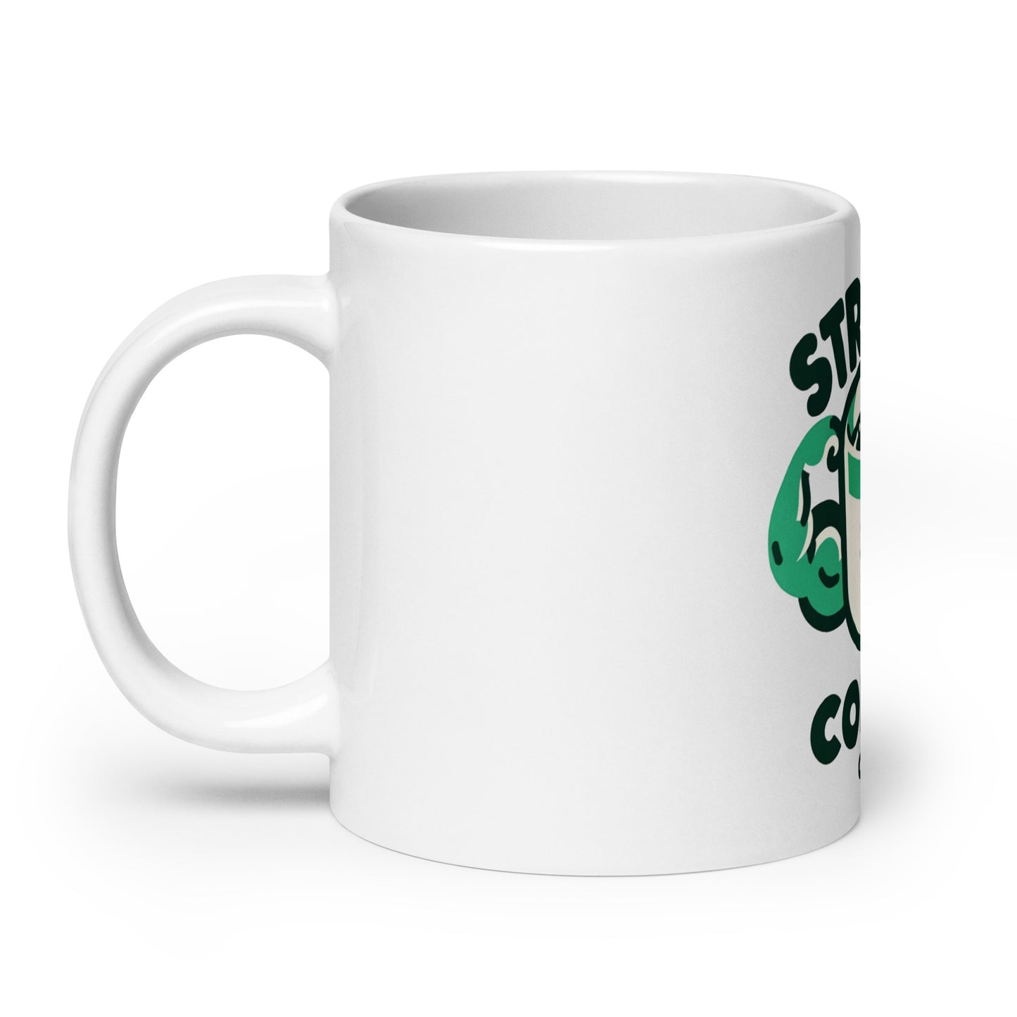 Strong Coffee Only: Mr. Buff Cup – White glossy mug