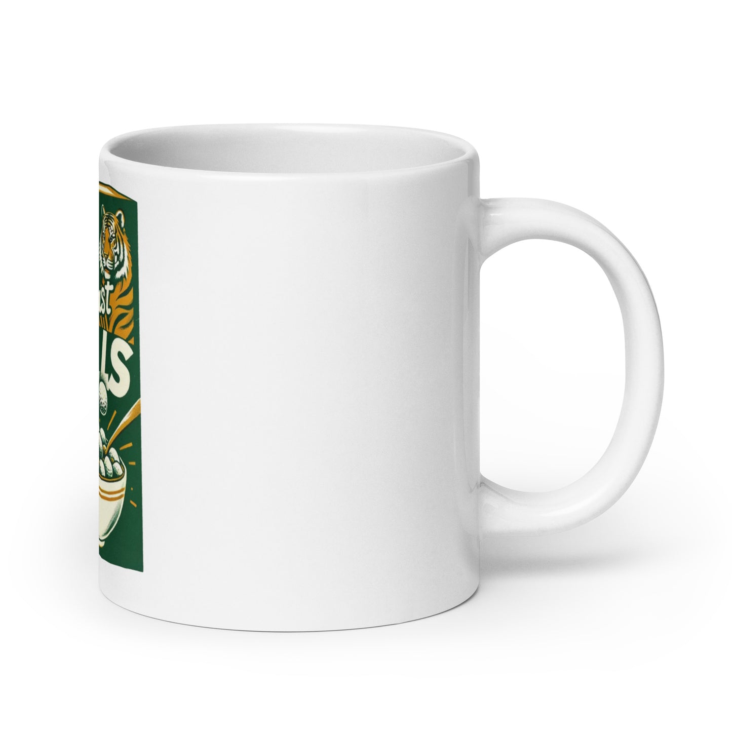 Take Your Breakfast Balls Golf Balls Tiger White glossy mug