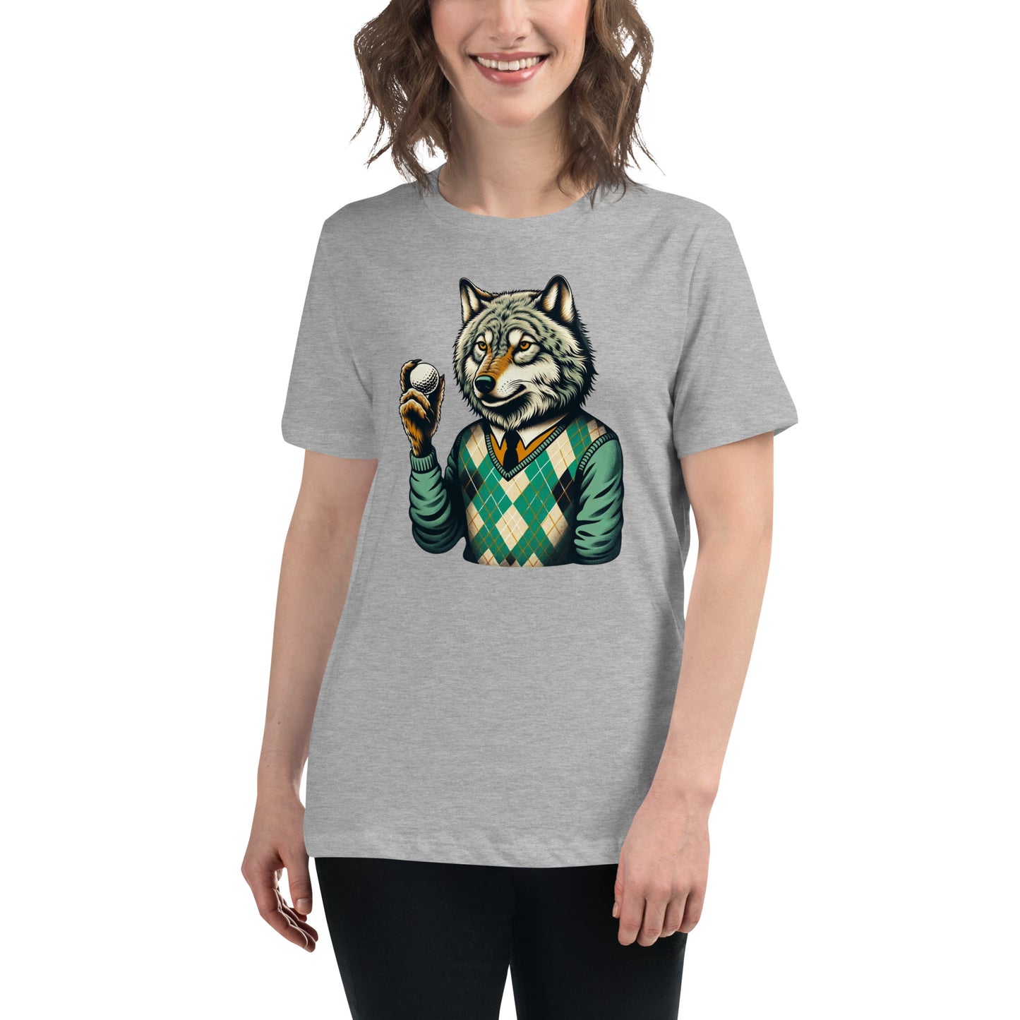Golf Girl Minimalist Wolf in Argyle - Women’s Relaxed T-Shirt