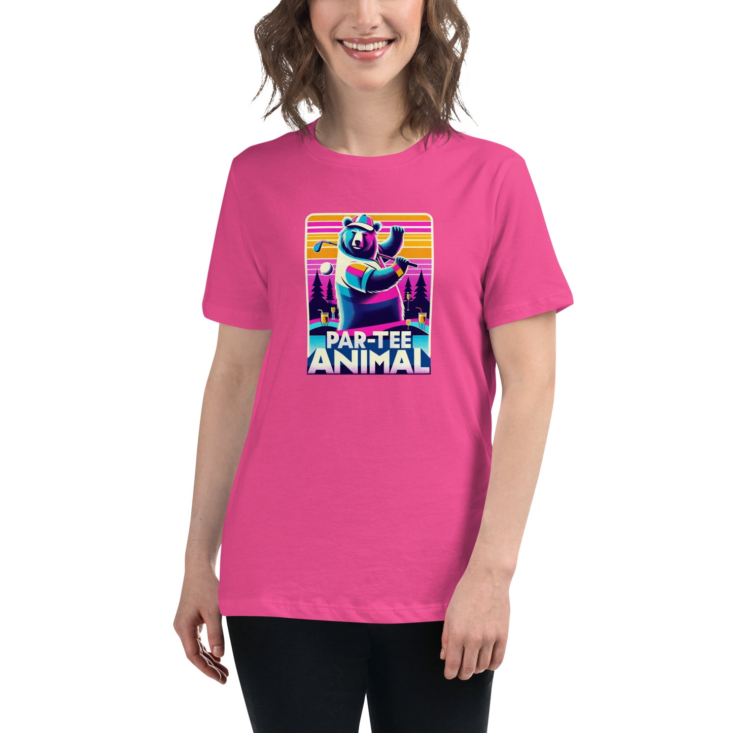 Par-Tee Animal Bear Golfer Women's Relaxed T-Shirt