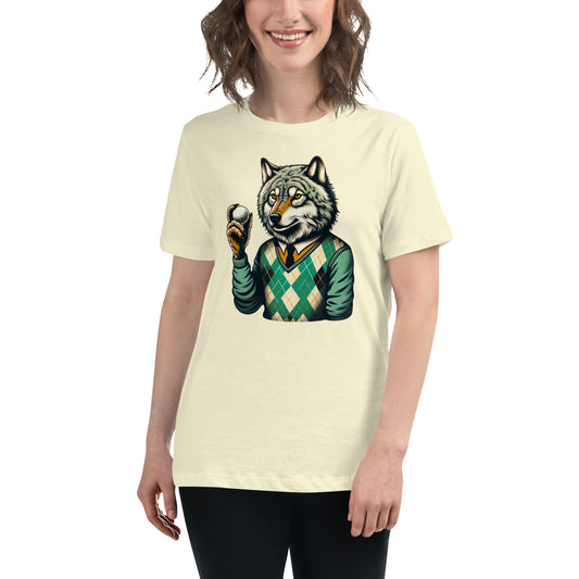 Golf Girl Minimalist Wolf in Argyle - Women’s Relaxed T-Shirt