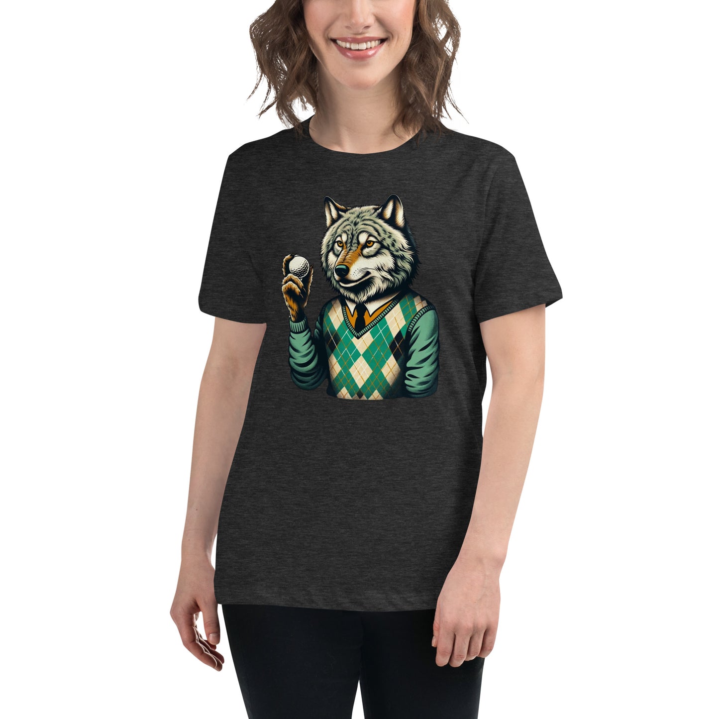 Golf Girl Minimalist Wolf in Argyle - Women’s Relaxed T-Shirt