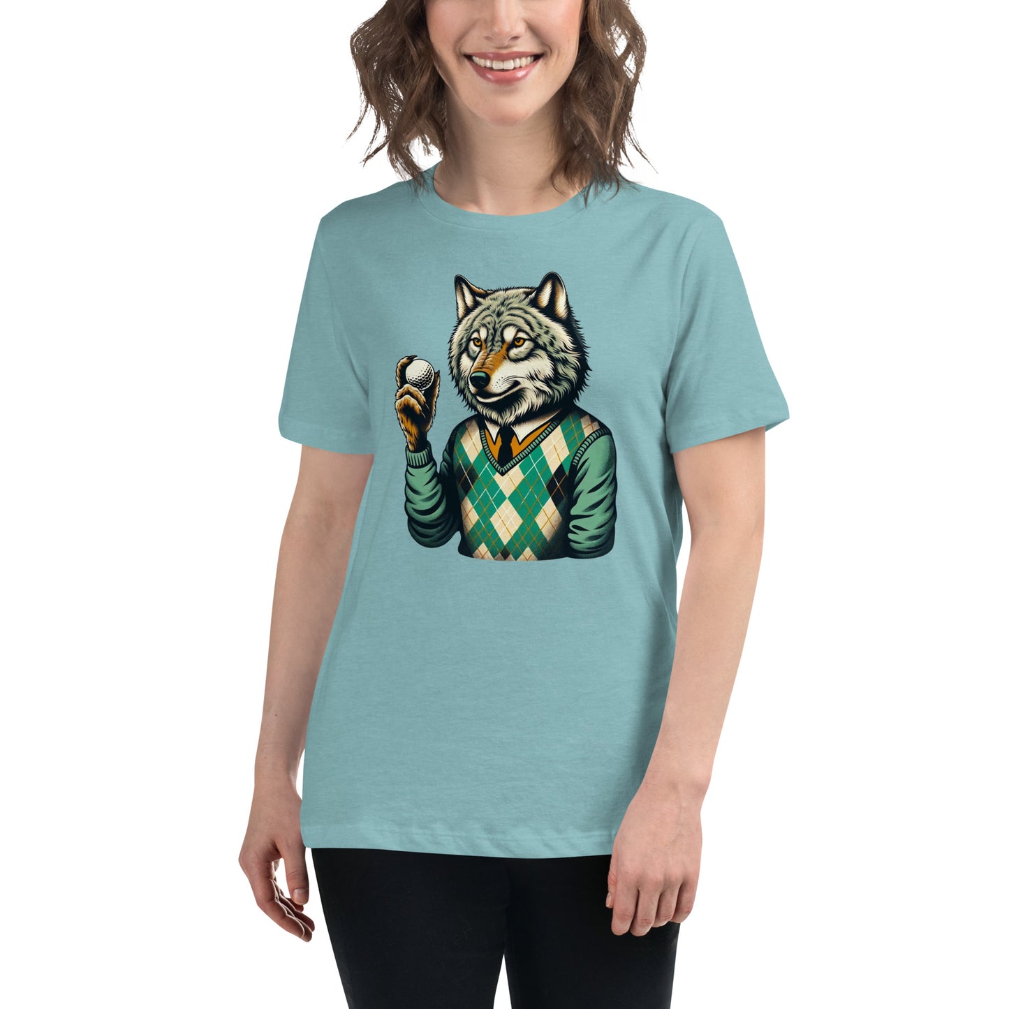 Golf Girl Minimalist Wolf in Argyle - Women’s Relaxed T-Shirt