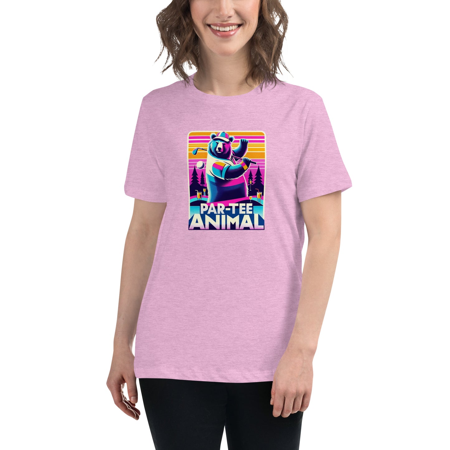 Par-Tee Animal Bear Golfer Women's Relaxed T-Shirt