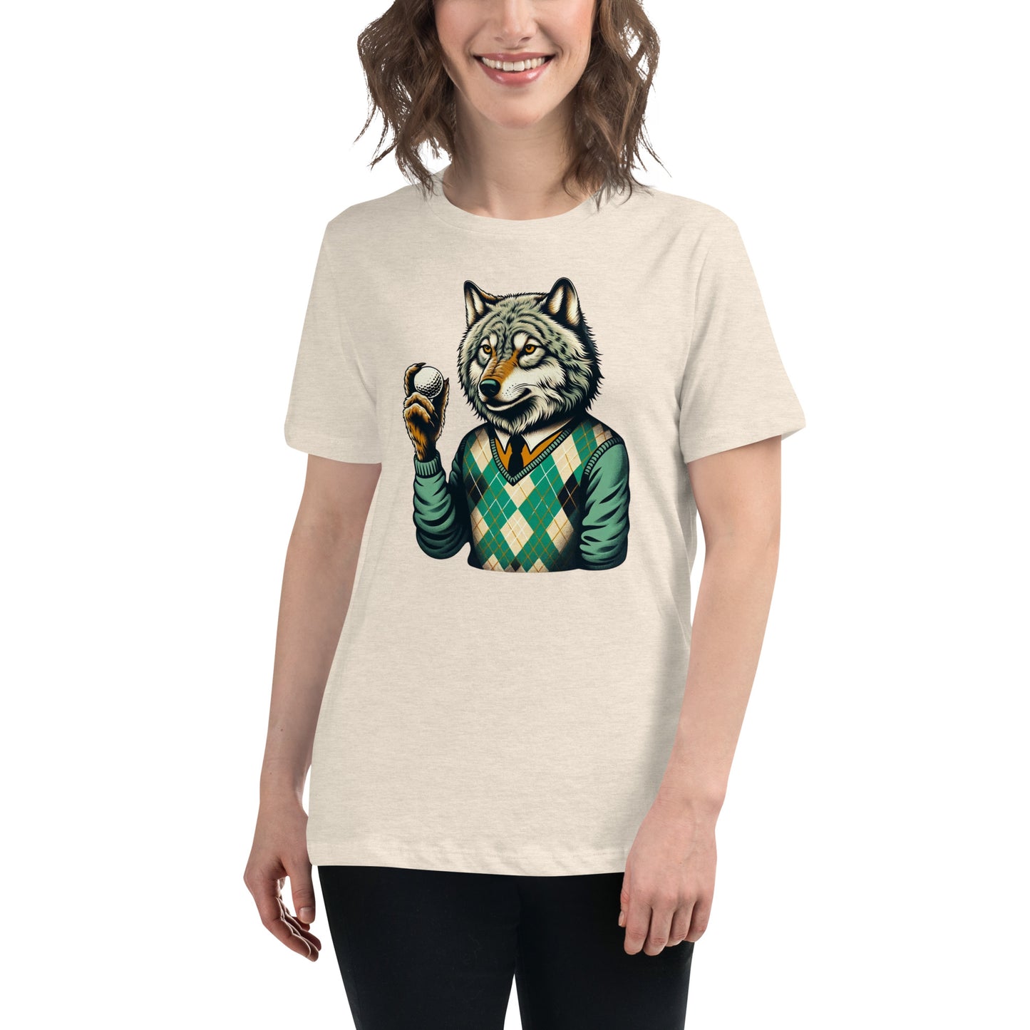 Golf Girl Minimalist Wolf in Argyle - Women’s Relaxed T-Shirt