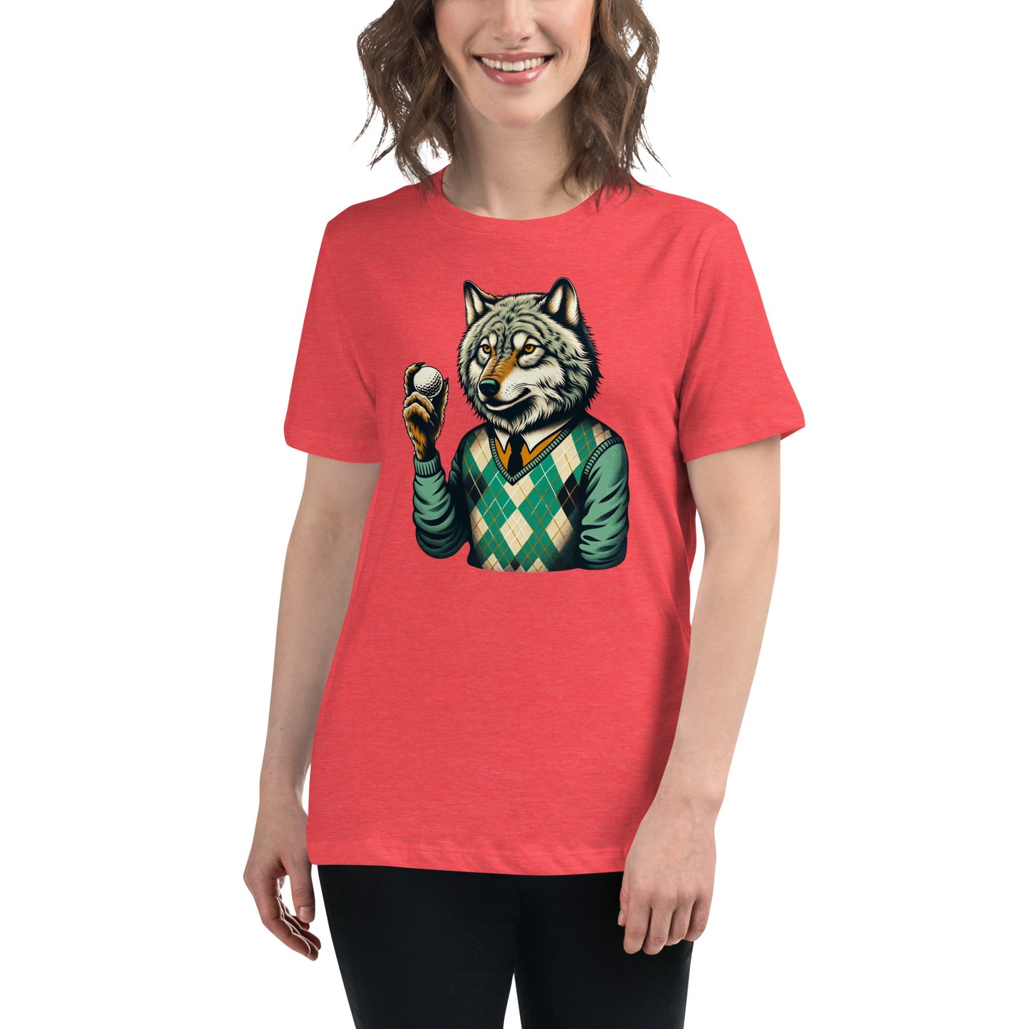 Golf Girl Minimalist Wolf in Argyle - Women’s Relaxed T-Shirt