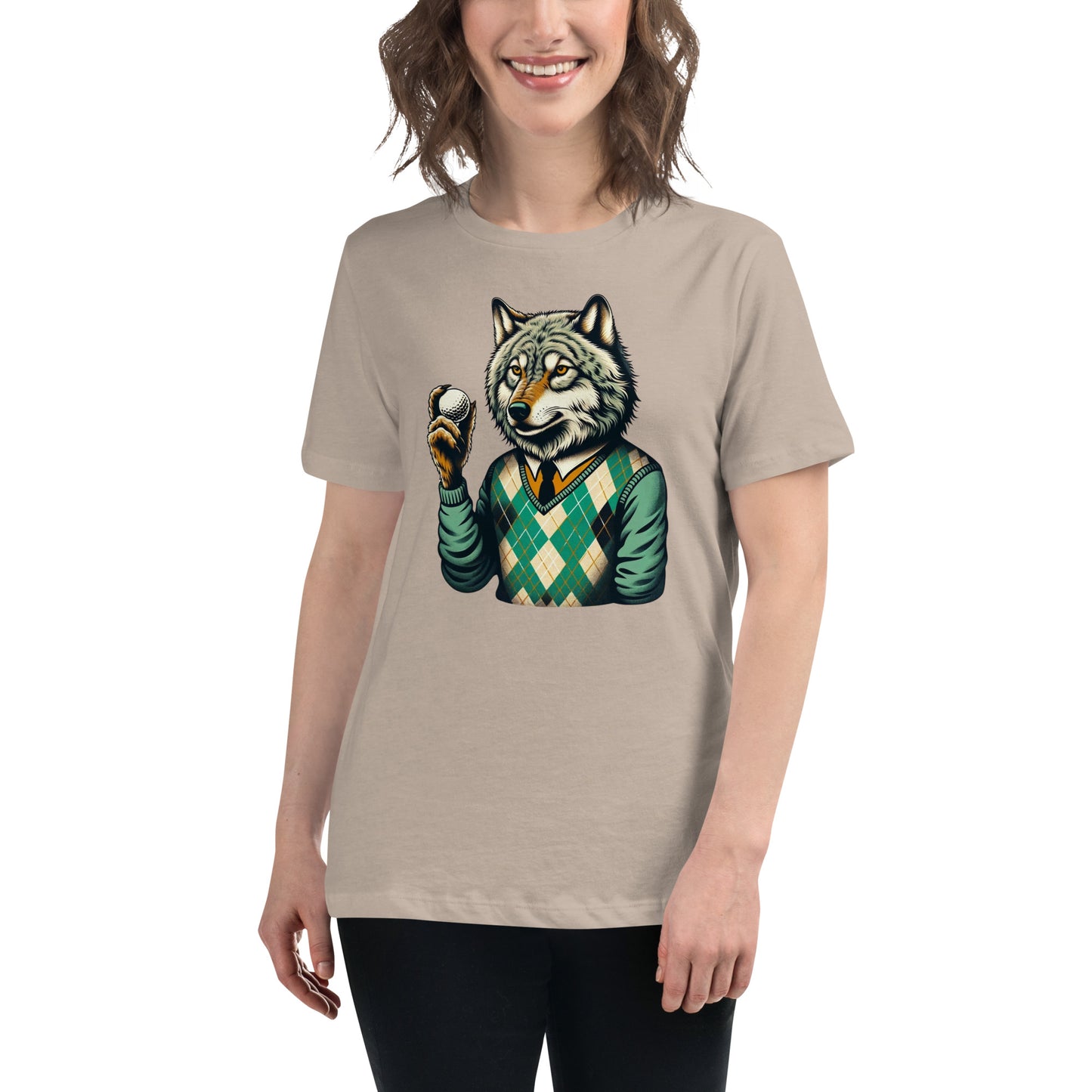Golf Girl Minimalist Wolf in Argyle - Women’s Relaxed T-Shirt