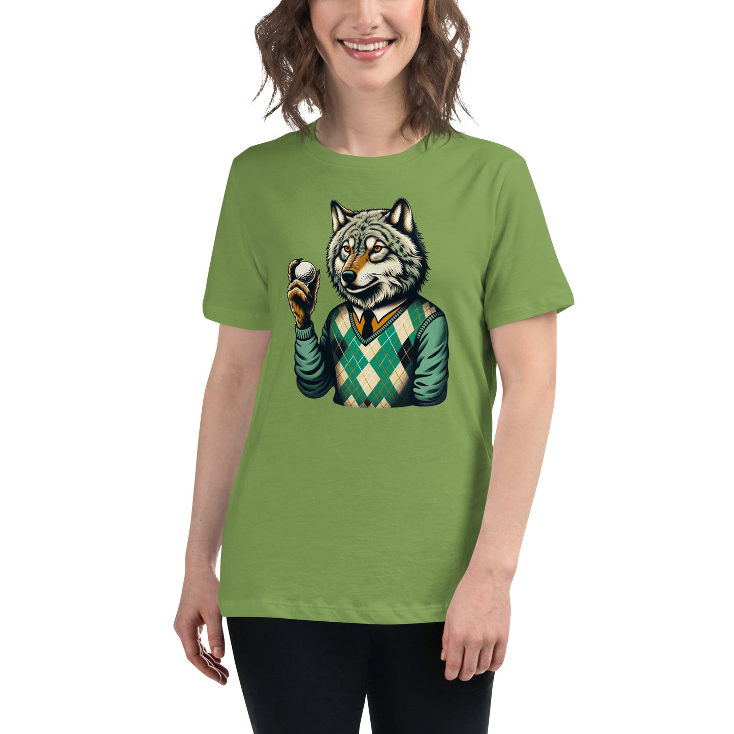 Golf Girl Minimalist Wolf in Argyle - Women’s Relaxed T-Shirt
