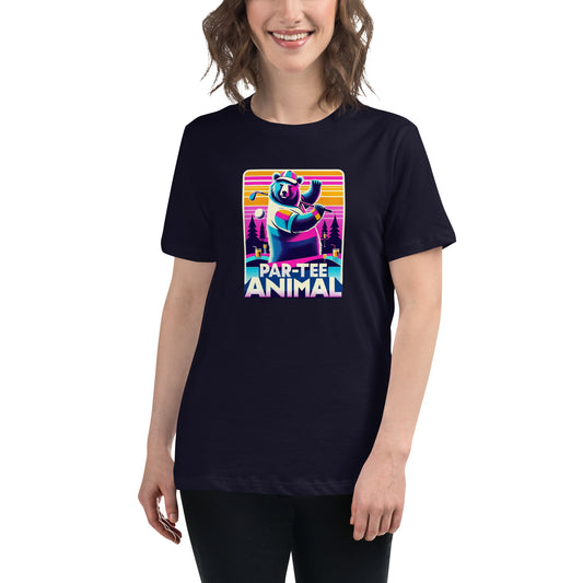 Par-Tee Animal Bear Golfer Women's Relaxed T-Shirt