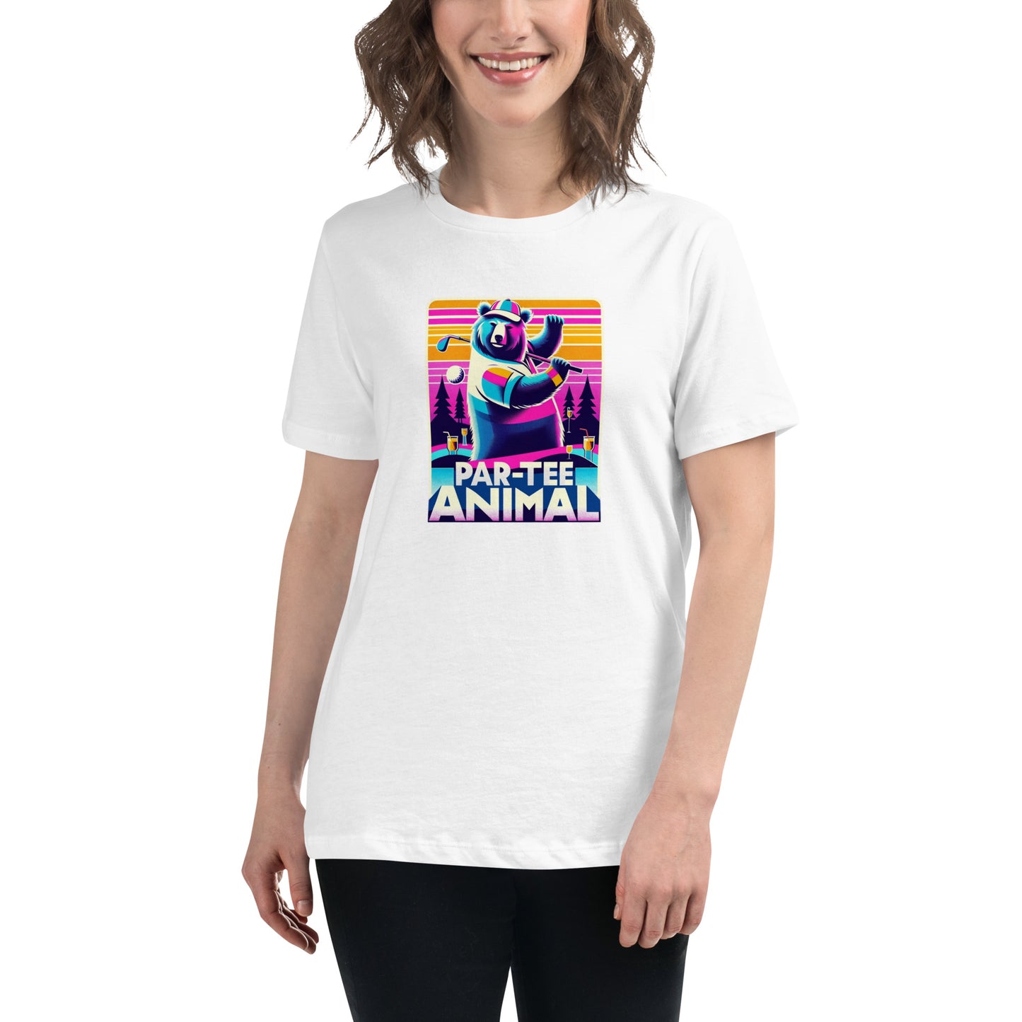 Par-Tee Animal Bear Golfer Women's Relaxed T-Shirt