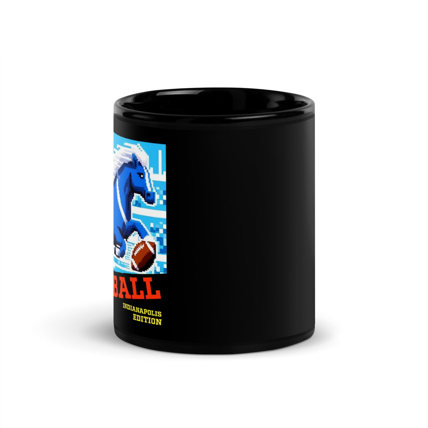 Indianapolis Video Game Football Horse Black Glossy Mug