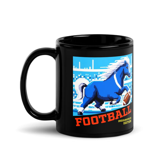 Indianapolis Video Game Football Horse Black Glossy Mug