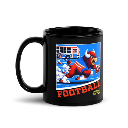 Buffalo Video Game Football Bison Black Glossy Mug