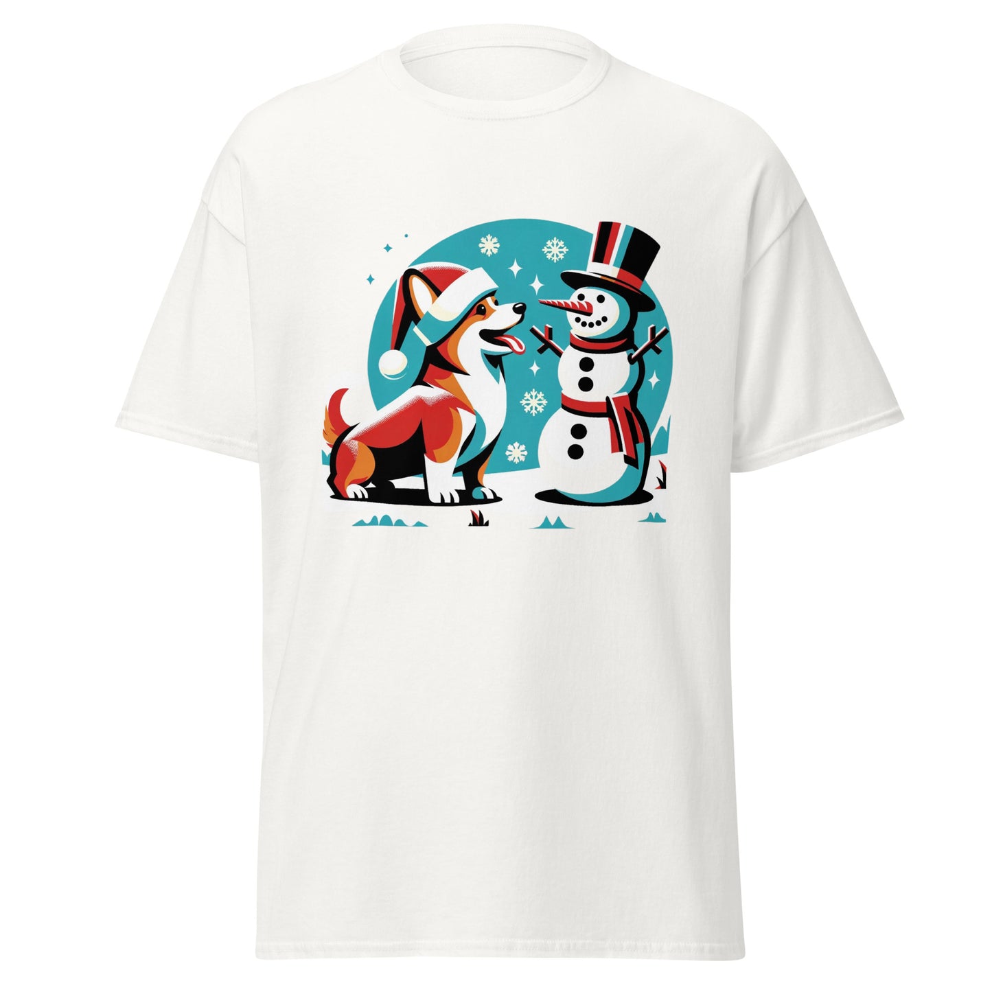 Snowman and the Corgi Best Friends Christmas Holiday Tee