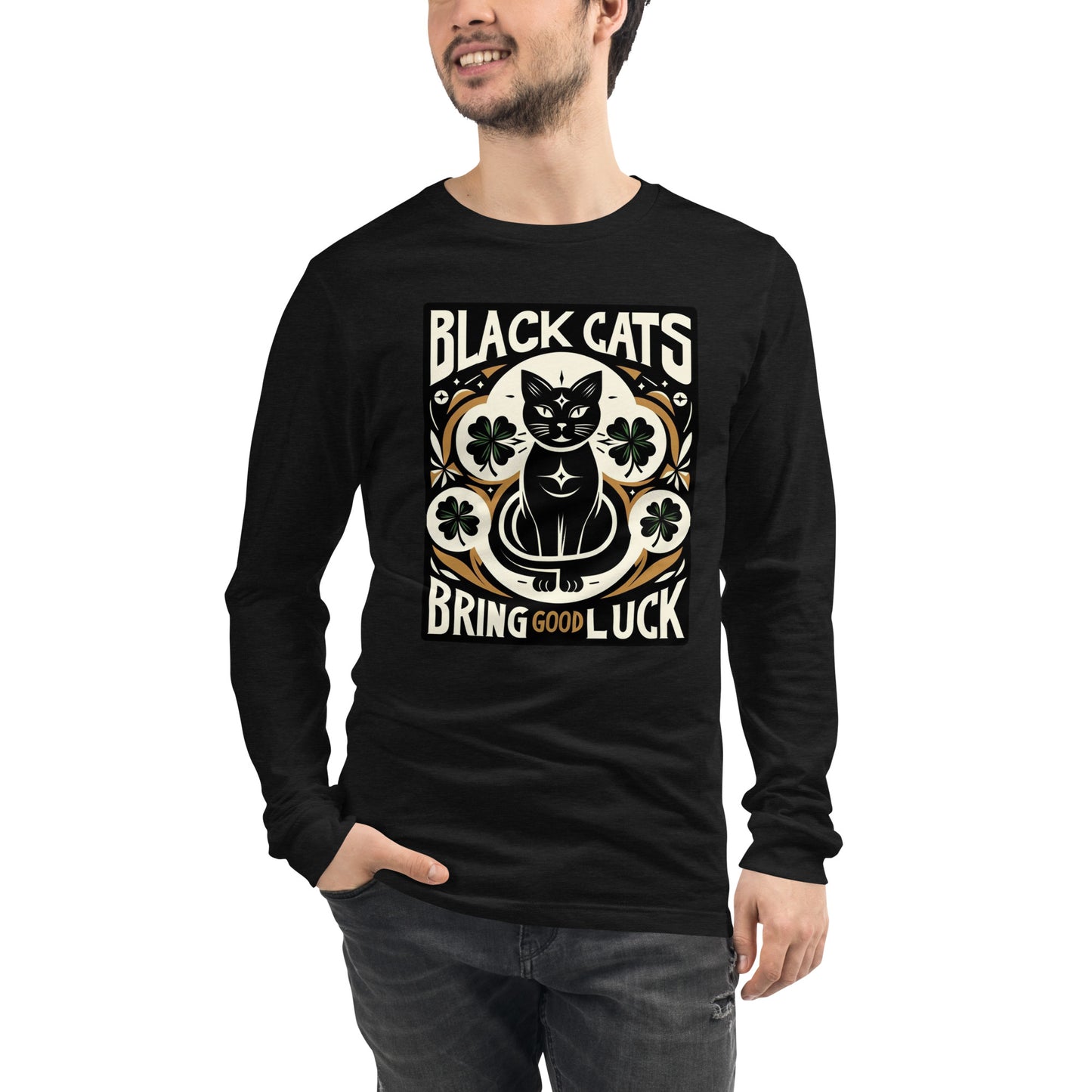 Black Cats Bring Good Luck Graphic Unisex Long Sleeve Tee