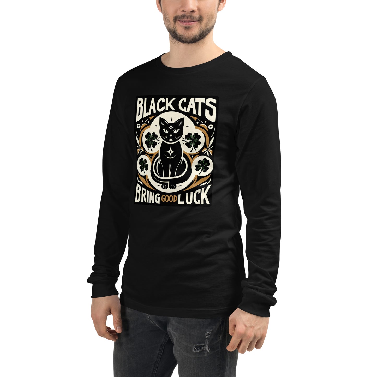 Black Cats Bring Good Luck Graphic Unisex Long Sleeve Tee