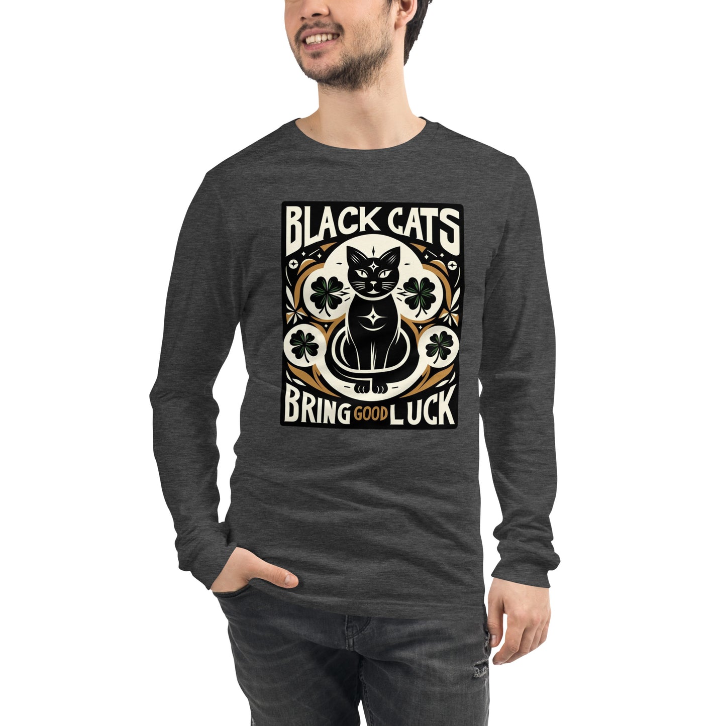 Black Cats Bring Good Luck Graphic Unisex Long Sleeve Tee