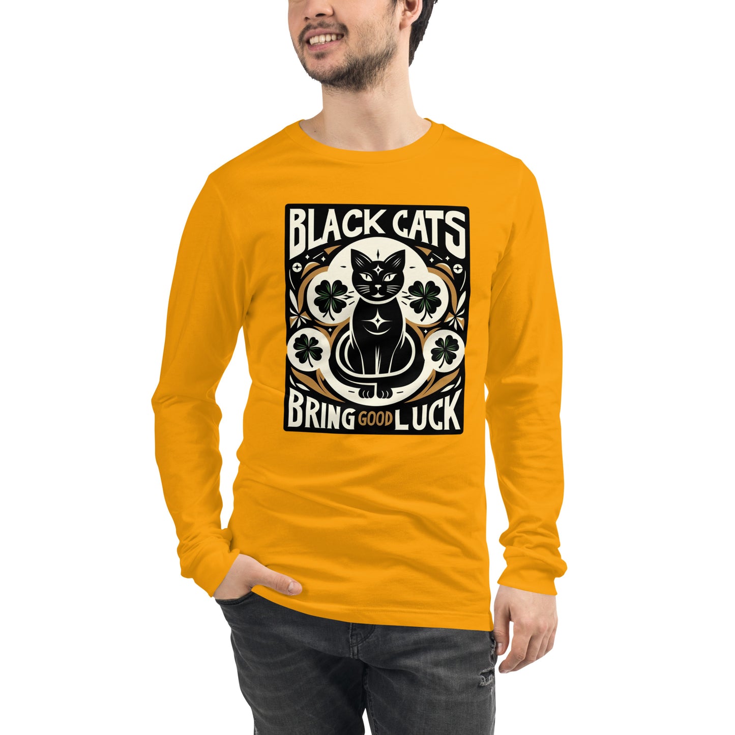 Black Cats Bring Good Luck Graphic Unisex Long Sleeve Tee