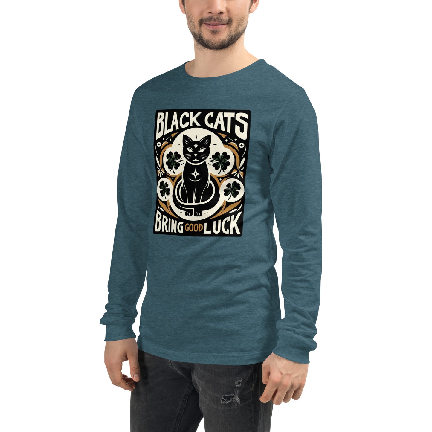 Black Cats Bring Good Luck Graphic Unisex Long Sleeve Tee