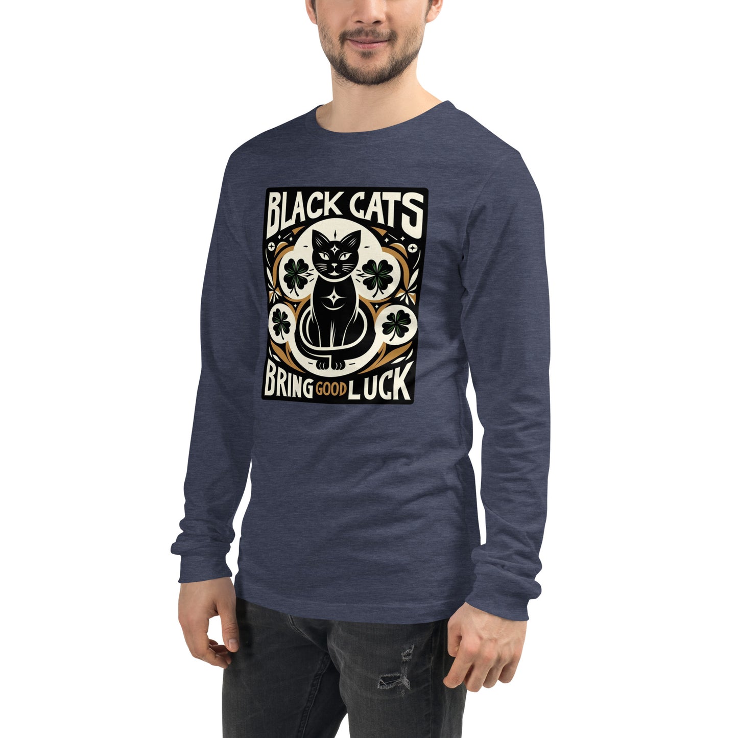 Black Cats Bring Good Luck Graphic Unisex Long Sleeve Tee