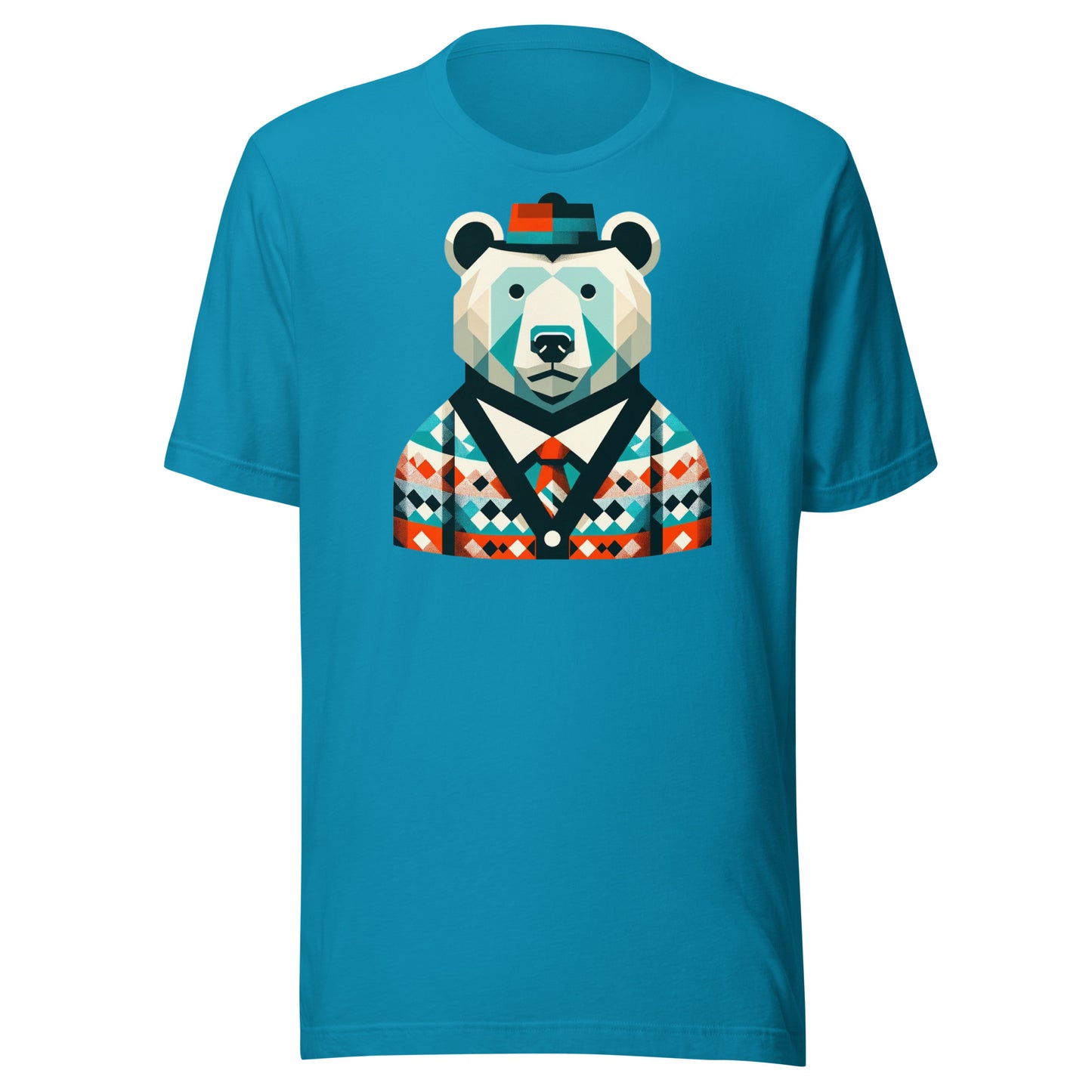 Dapper Bear: Geometric Elegance - Stylish Animal Portrait Tee Unisex t-shirt