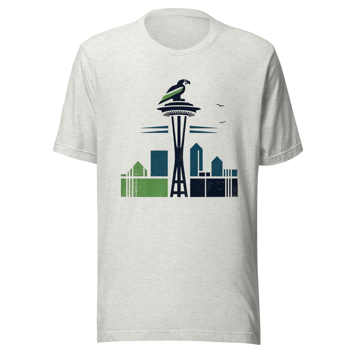 Seattle Gridiron: Space Needle Birds - Retro Football Tapestry Series Unisex t-shirt