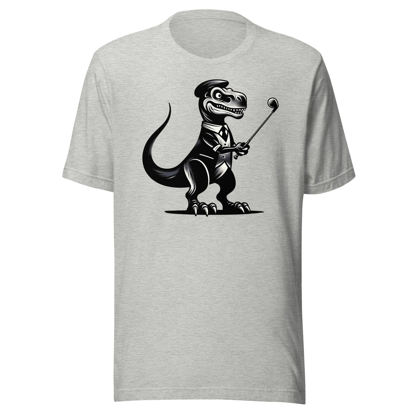 Jurassic Golfer: T-Rex on the Greens - Monochrome Golfing Dinosaur Unisex t-shirt
