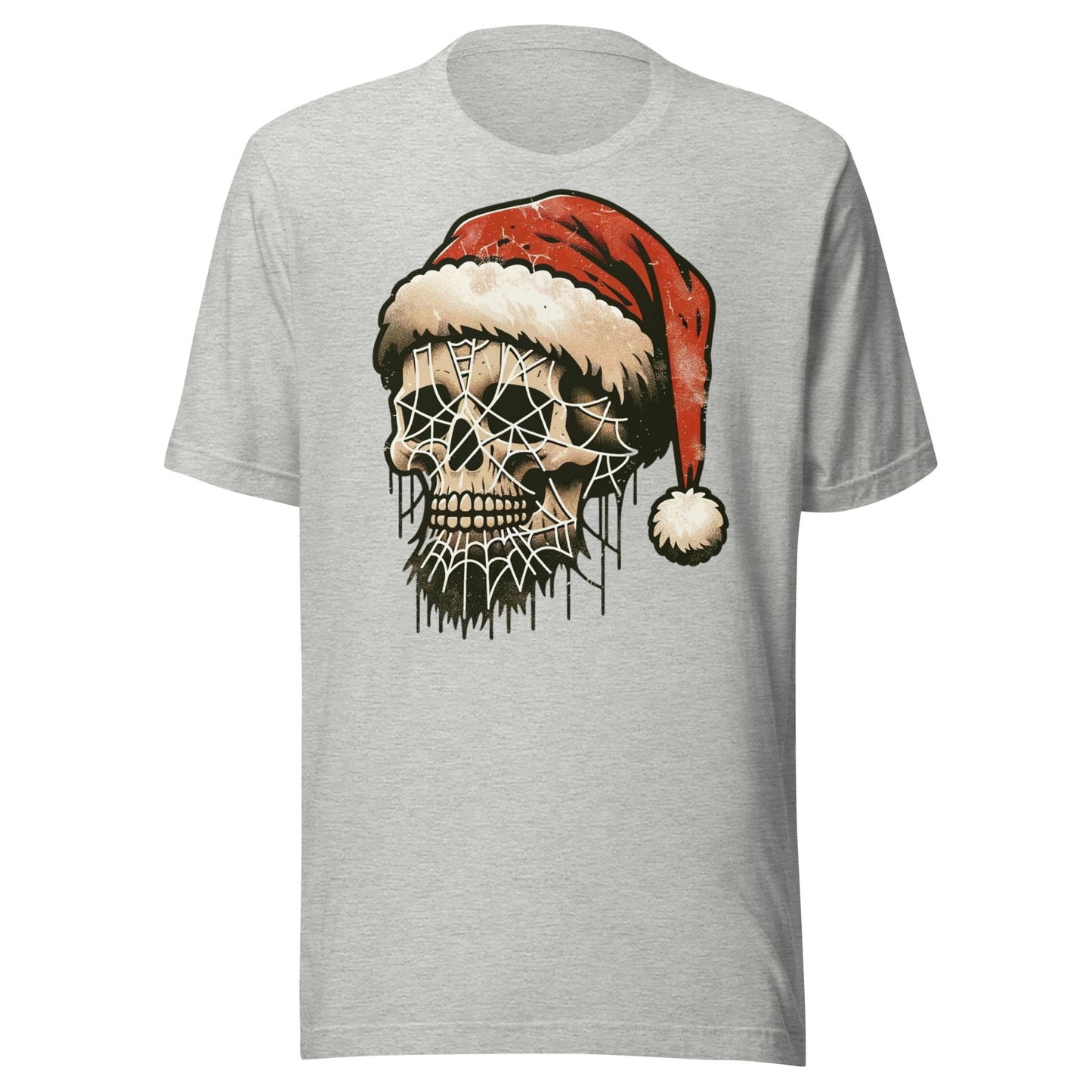 Halloween Leftovers: Christmas Skull with Vintage Santa Hat for a Spooky Holiday Vibe Unisex t-shirt