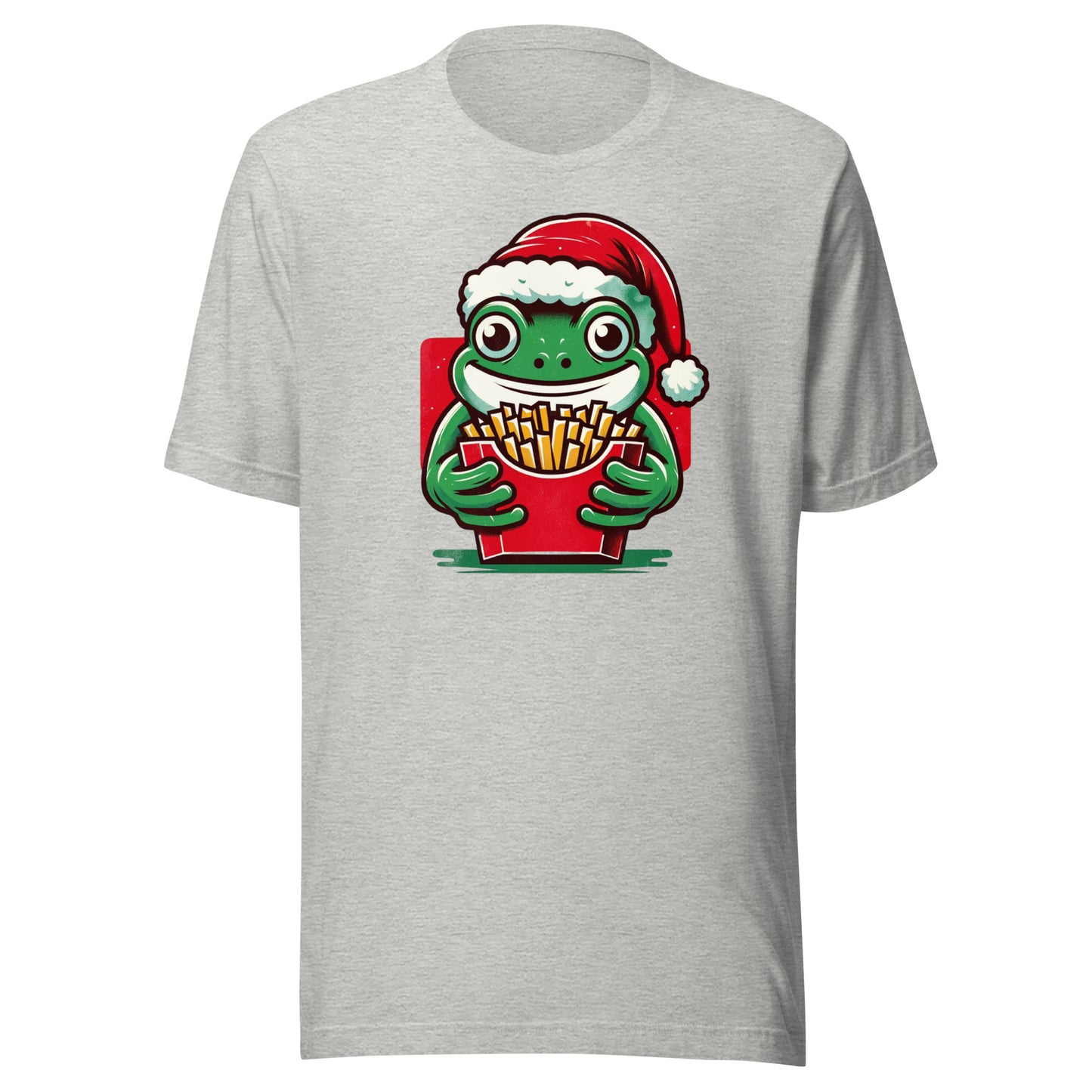 Christmas Cheer with a Side of Fries: A Jolly Frog's Festive Feast Unisex t-shirt